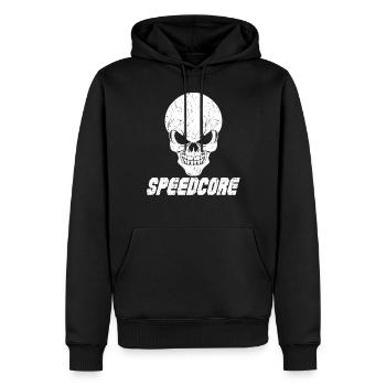 Speedcore Totenschädel Techno - Männer Premium Bio Hoodie - Schwarz - Vorne - Nico (187cm)