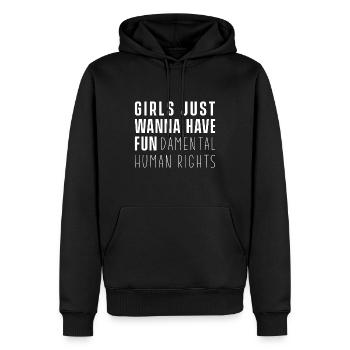 Mädchen wollen einfach nur Spaß haben Fundamental Human - Männer Premium Bio Hoodie - Schwarz - Vorne - Nico (187cm)