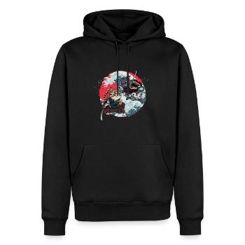 Samouraï Chats Kendo Ninja Japon Katana Sinobi Cadeau - Sweat à capuche Premium bio Homme - noir - Devant - Nico (187cm)