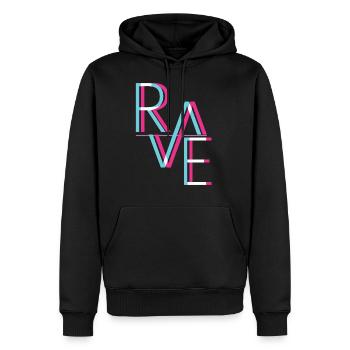 Techno Music Trip Aesthetic Freetekno Rave Party - Sweat à capuche Premium bio Homme - noir - Devant - Nico (187cm)