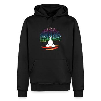 Yoga Lotus Tree Colorful Meditation Nirvana Zen - Men’s Premium Organic Hoodie - black - Front - Nico (187cm)