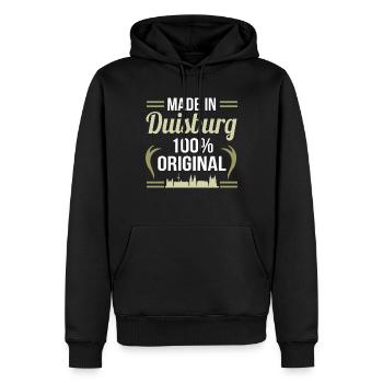 Duisburg - Männer Premium Bio Hoodie - Schwarz - Vorne - Nico (187cm)