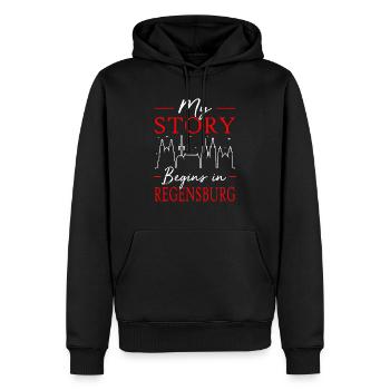 Regensburg - Männer Premium Bio Hoodie - Schwarz - Vorne - Nico (187cm)