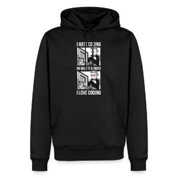 I Love Coding Programmer Cadeau - Sweat à capuche Premium bio Homme - noir - Devant - Nico (187cm)