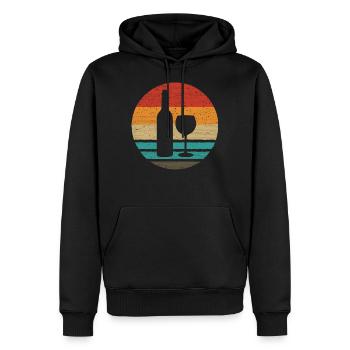 Weinflasche Weinglas Retro Style Vintage - Männer Premium Bio Hoodie - Schwarz - Vorne - Nico (187cm)