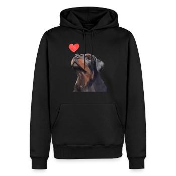 Rottweiler Herz Hund Liebe - Männer Premium Bio Hoodie - Schwarz - Vorne - Nico (187cm)