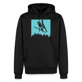 sauteurs à ski vol à ski - Sweat à capuche Premium bio Homme - noir - Devant - Nico (187cm)
