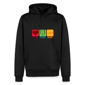 Trombone Player Mama Girl with Saying Sayings Peace - Men’s Premium Organic Hoodie - black - Front - Nico (187cm)