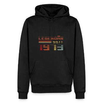 Legendär seit 1973 - Männer Premium Bio Hoodie - Schwarz - Vorne - Nico (187cm)