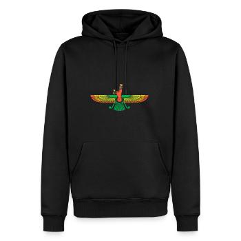 Faravahar Symbol Iran Persisch Spirituell - Männer Premium Bio Hoodie - Schwarz - Vorne - Nico (187cm)