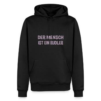 Der Mensch ist ein Rudeltier - Gemeinschaftsgeist - Männer Premium Bio Hoodie - Schwarz - Vorne - Nico (187cm)