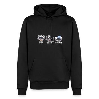 Essen Zocken Schlafen Gamer Gaming Waschbär - Männer Premium Bio Hoodie - Schwarz - Vorne - Nico (187cm)