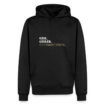 Geil. Geiler. Unteroffizier. Bundeswehr Soldat - Männer Premium Bio Hoodie - Schwarz - Vorne - Nico (187cm)