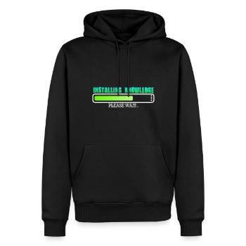 Installing Knowledge please wait - Männer Premium Bio Hoodie - Schwarz - Vorne - Nico (187cm)