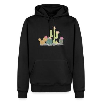 Kakteen Steingarten mit unterschiedlichen Kakteen - Männer Premium Bio Hoodie - Schwarz - Vorne - Nico (187cm)