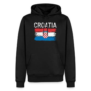 Kroatisches Pinselflaggenwappen - Männer Premium Bio Hoodie - Schwarz - Vorne - Nico (187cm)