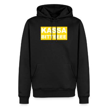 Kassa bitte - Männer Premium Bio Hoodie - Schwarz - Vorne - Nico (187cm)