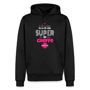 super cheffe 100% parfaite t-shirt humour - Sweat à capuche Premium bio Homme - noir - Devant - Nico (187cm)