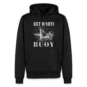 Obtenez Nauti Buoy - Drôle de jeu de mots nautique - Sweat à capuche Premium bio Homme - noir - Devant - Nico (187cm)