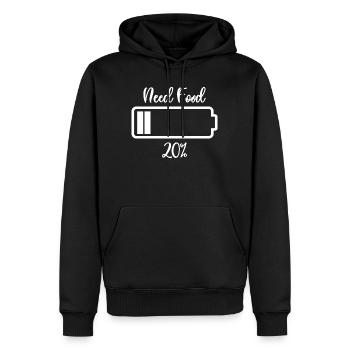 Need Fuel Low Battery Tee - Männer Premium Bio Hoodie - Schwarz - Vorne - Nico (187cm)