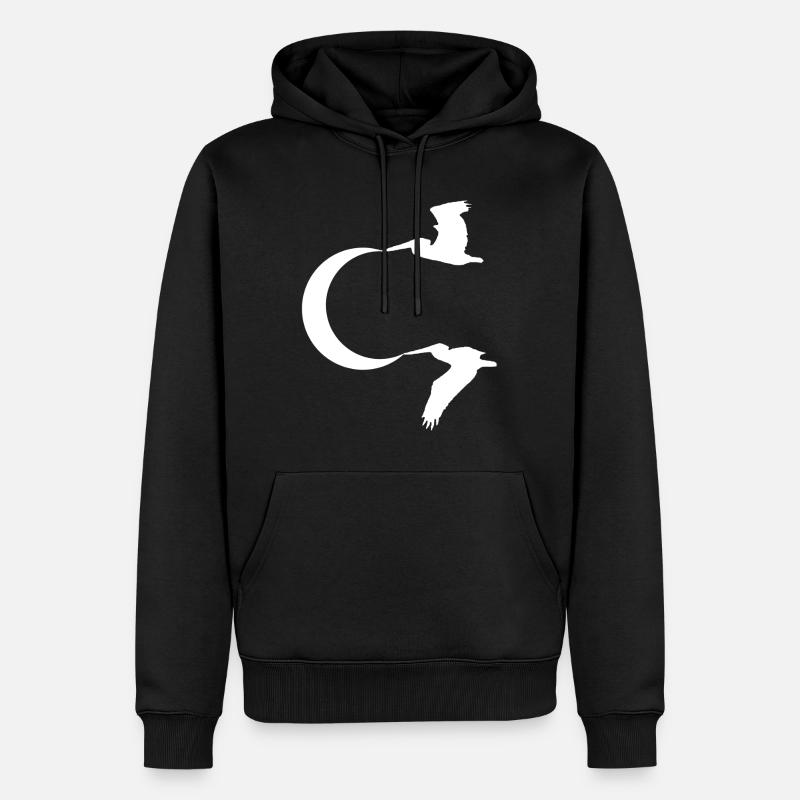 Les oiseaux et la lune - Sweat à capuche Premium bio Homme - noir