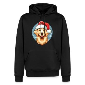 Niedlicher Golden Retriever Weihnachtsmann - Männer Premium Bio Hoodie - Schwarz - Vorne - Nico (187cm)