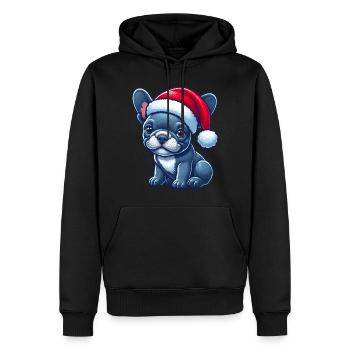 Niedlicher Frenchie Der Weihnachtsmann - Männer Premium Bio Hoodie - Schwarz - Vorne - Nico (187cm)