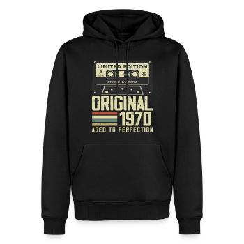 Geschenk zum 54. Jubiläum im Retro-Stil 1970 - Männer Premium Bio Hoodie - Schwarz - Vorne - Nico (187cm)