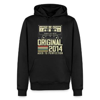 Geschenk zum 10. Jubiläum im Retro-Stil 2014 - Männer Premium Bio Hoodie - Schwarz - Vorne - Nico (187cm)