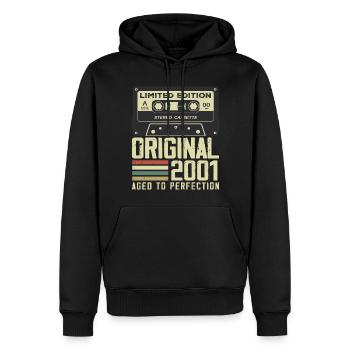 23. Jubiläumsgeschenk im Retro-Stil 2001 - Männer Premium Bio Hoodie - Schwarz - Vorne - Nico (187cm)