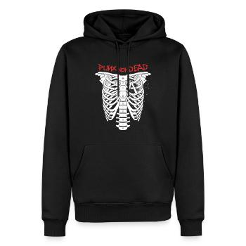 Punx n’est pas mort - Sweat à capuche Premium bio Homme - noir - Devant - Nico (187cm)