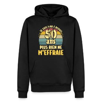 Marié 50 Ans Fête 50 Ans De Mariage - Sweat à capuche Premium bio Homme - noir - Devant - Nico (187cm)
