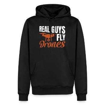 Real Guys fly Drones - Männer Premium Bio Hoodie - Schwarz - Vorne - Nico (187cm)