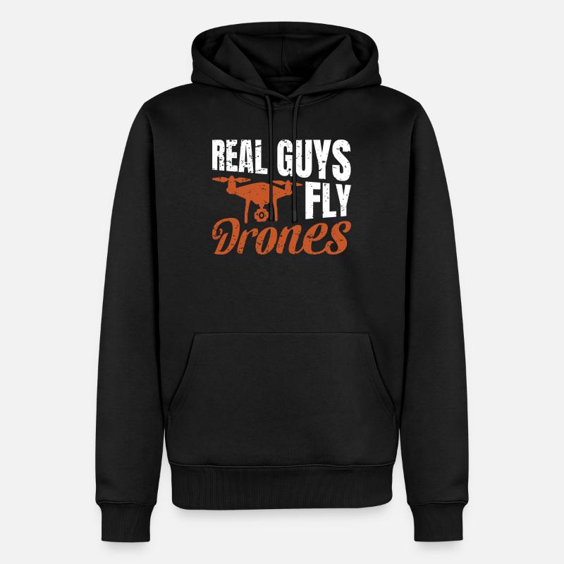 De vrais gars pilotent des drones - Sweat à capuche Premium bio Homme - noir