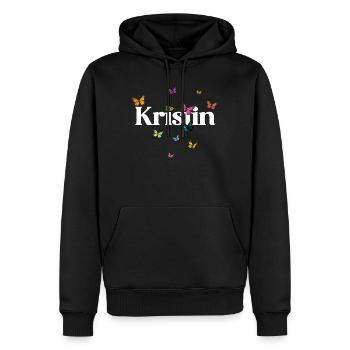 Schöner Mädchenname mit Schmetterlingen KRISTIN - Männer Premium Bio Hoodie - Schwarz - Vorne - Nico (187cm)
