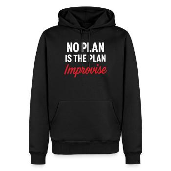 Message Motivante Pas de Plan - Sweat à capuche Premium bio Homme - noir - Devant - Nico (187cm)