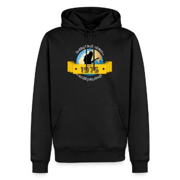 50. Geburtstag fait vibrer cette planète depuis 10/1975 - Sweat à capuche Premium bio Homme - noir - Devant - Nico (187cm)