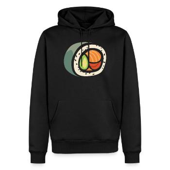 Sushi Rolle Cartoon – Lustiges Food Design - Männer Premium Bio Hoodie - Schwarz - Vorne - Nico (187cm)