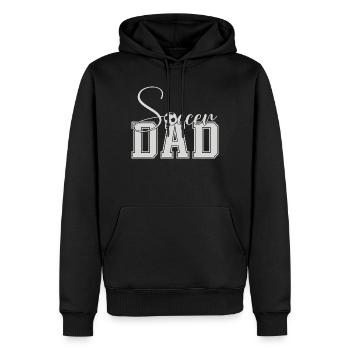 Soccer Dad Varsity Block Text - Men’s Premium Organic Hoodie - black - Front - Nico (187cm)