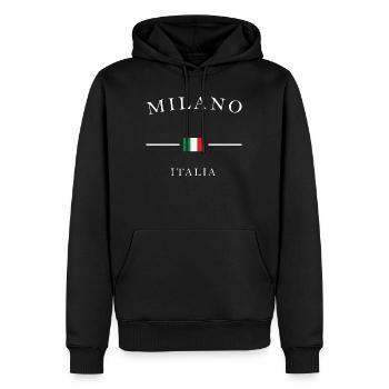 Milano Italia Noir Flaggenprint - Männer Premium Bio Hoodie - Schwarz - Vorne - Nico (187cm)