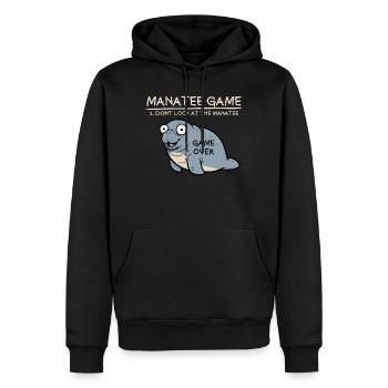 Manatee Game: Don't look at the manatee! Funny - Men’s Premium Organic Hoodie - black - Front - Nico (187cm)