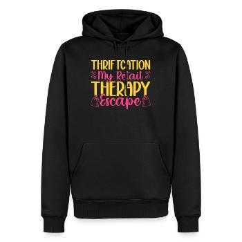 Thrift Shopper Thriftcation My Retail Thrift Store - Männer Premium Bio Hoodie - Schwarz - Vorne - Nico (187cm)