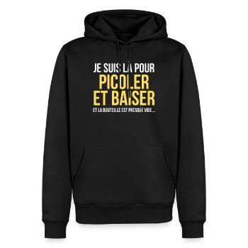 Picoler Baiser Humour Adulte - Sweat à capuche Premium bio Homme - noir - Devant - Nico (187cm)