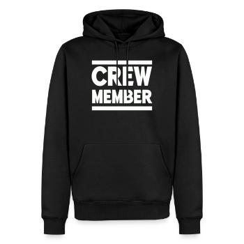crew member - Men’s Premium Organic Hoodie - black - Front - Nico (187cm)