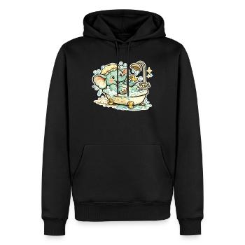 Little elephant in the bathroom shower fun - Men’s Premium Organic Hoodie - black - Front - Nico (187cm)