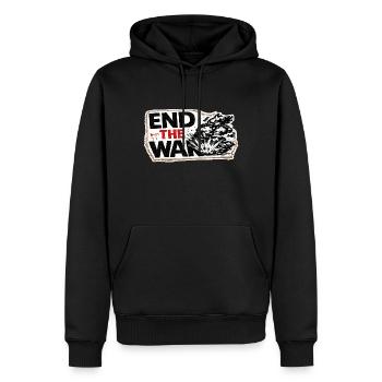 War No More – Sticker Peace & Humanity  - Sweat à capuche Premium bio Homme - noir - Devant - Nico (187cm)