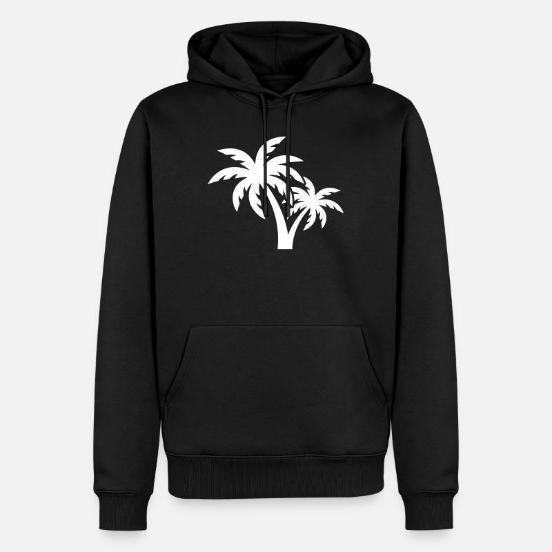 Plage symbole de Palm Tree - Sweat à capuche Premium bio Homme - noir