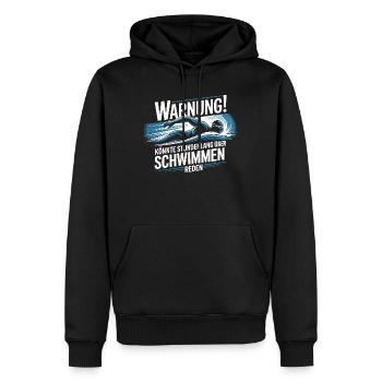  Warnung Könnte Stundenlang Über Schwimmen Reden - Männer Premium Bio Hoodie - Schwarz - Vorne - Nico (187cm)