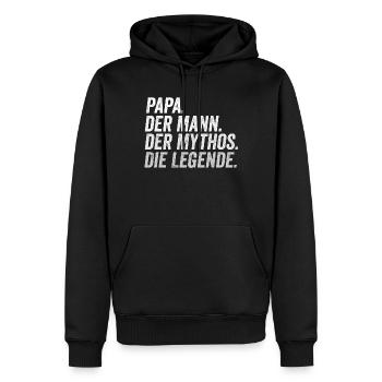 Papa Mann Mythos Legende - Männer Premium Bio Hoodie - Schwarz - Vorne - Nico (187cm)