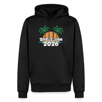 Barcelona 2026 - Männer Premium Bio Hoodie - Schwarz - Vorne - Nico (187cm)